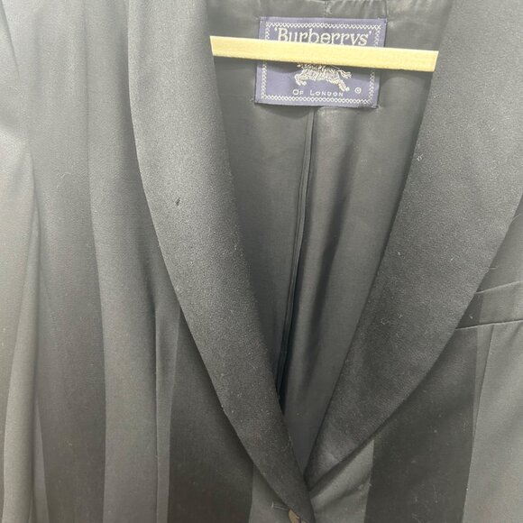 Burberrys Black Striped Wool Single-Button Blazer Jacket 14 - Picture 3 of 12